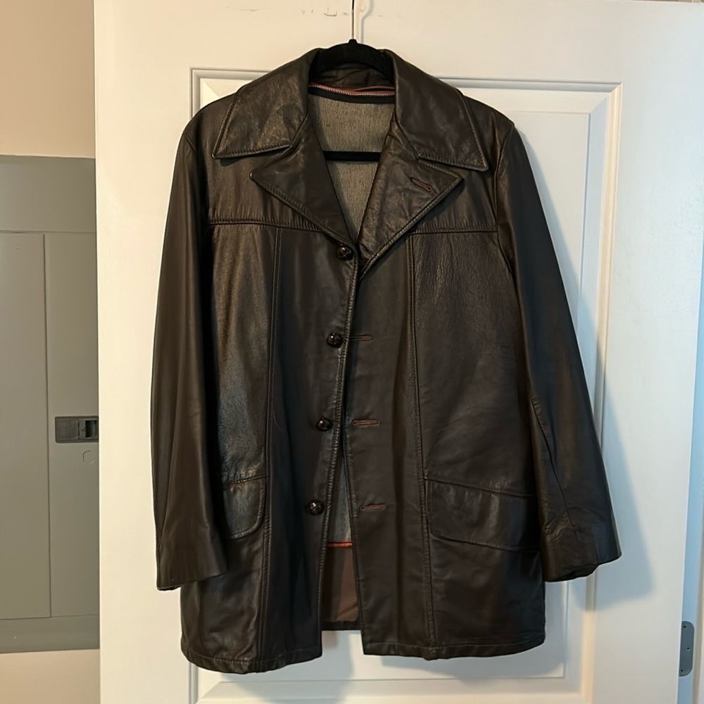 Brown leather blazer